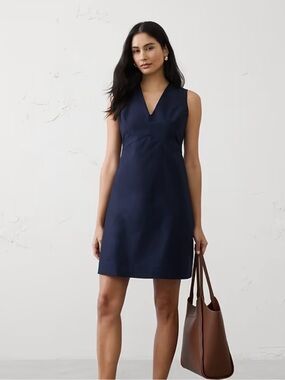 Banana Republic Sleeveless V-Neck Shift Dress in Navy
